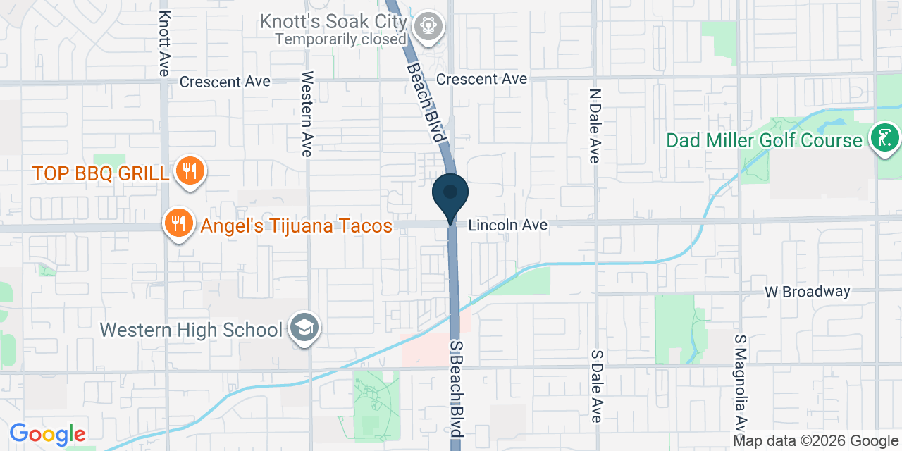 Map showing Anaheim, Orange County, CA