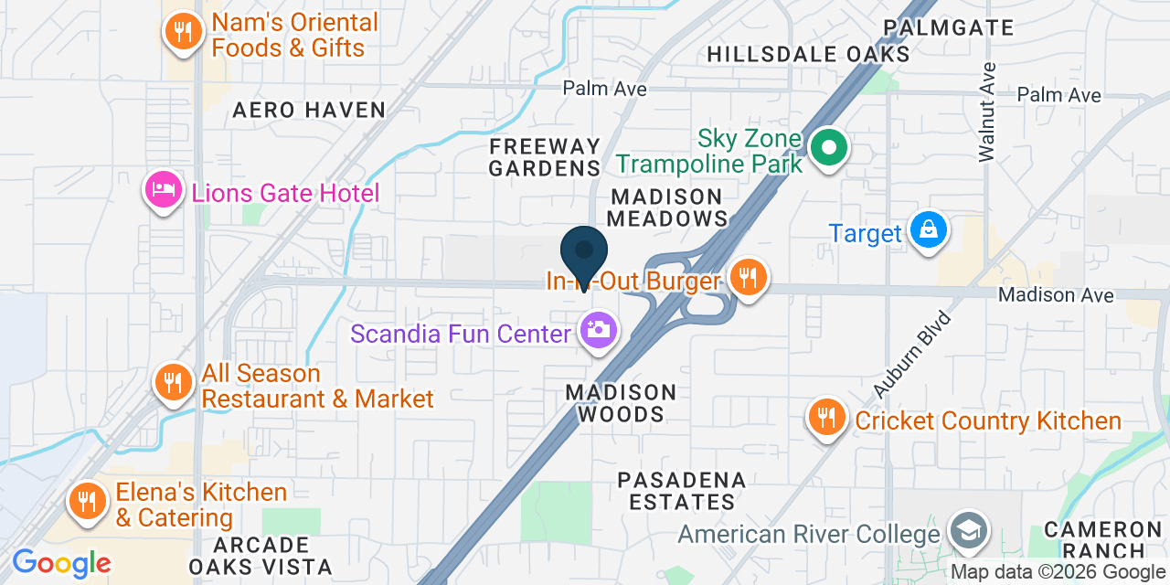 Map showing North Highlands, Sacramento County, CA