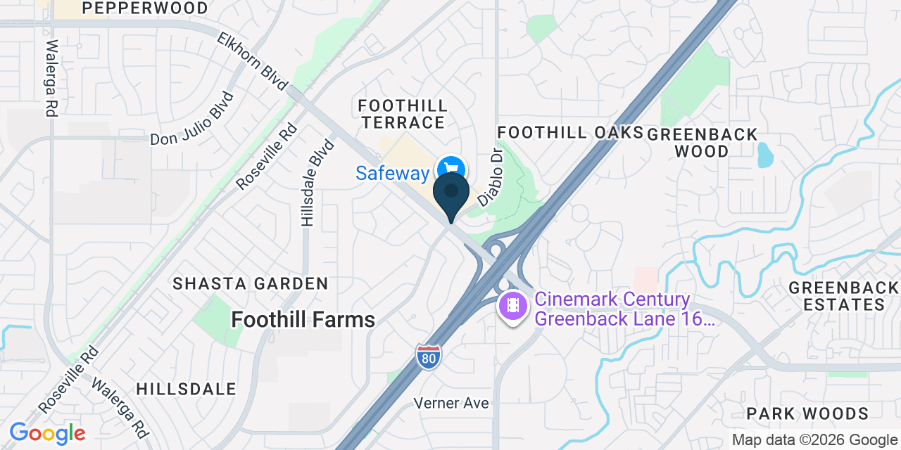 Map showing Foothill Farms, Sacramento County, CA
