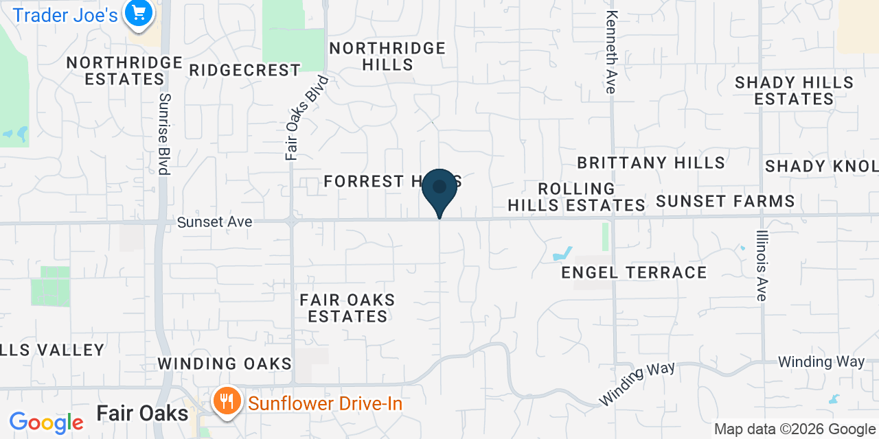 Map showing Fair Oaks, Sacramento County, CA