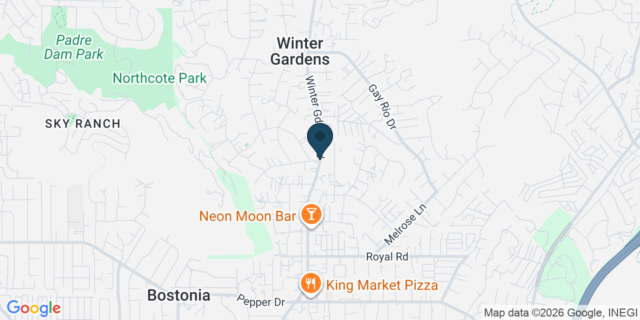 Map showing Winter Gardens, San Diego County, CA