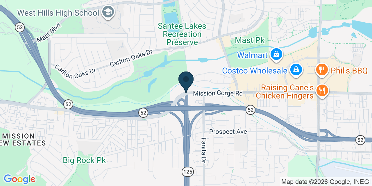 Map showing Santee, San Diego County, CA