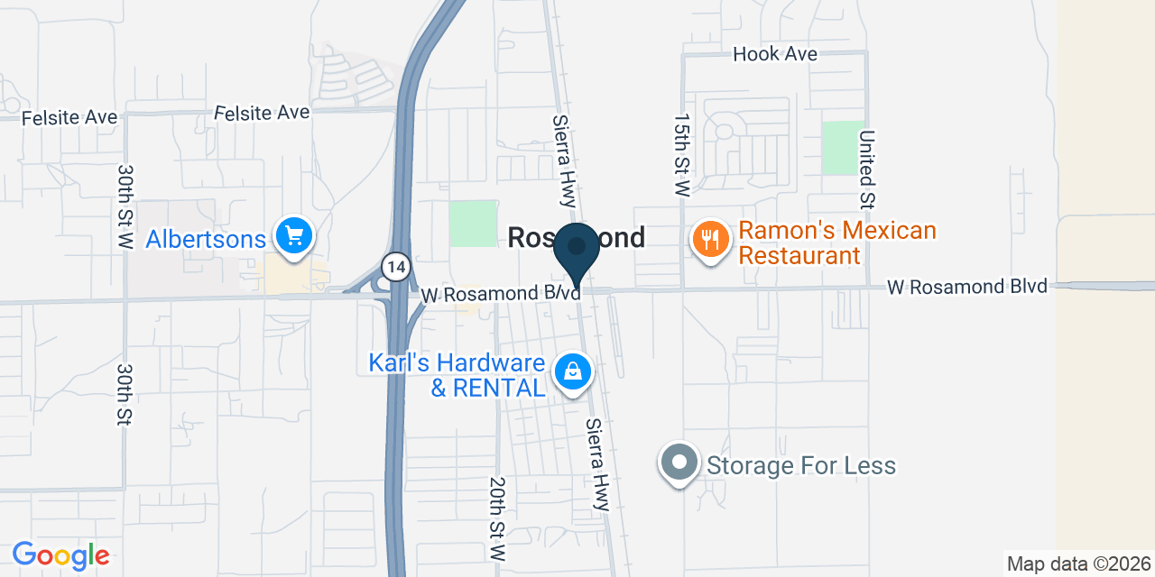 Map showing Rosamond, Kern County, CA