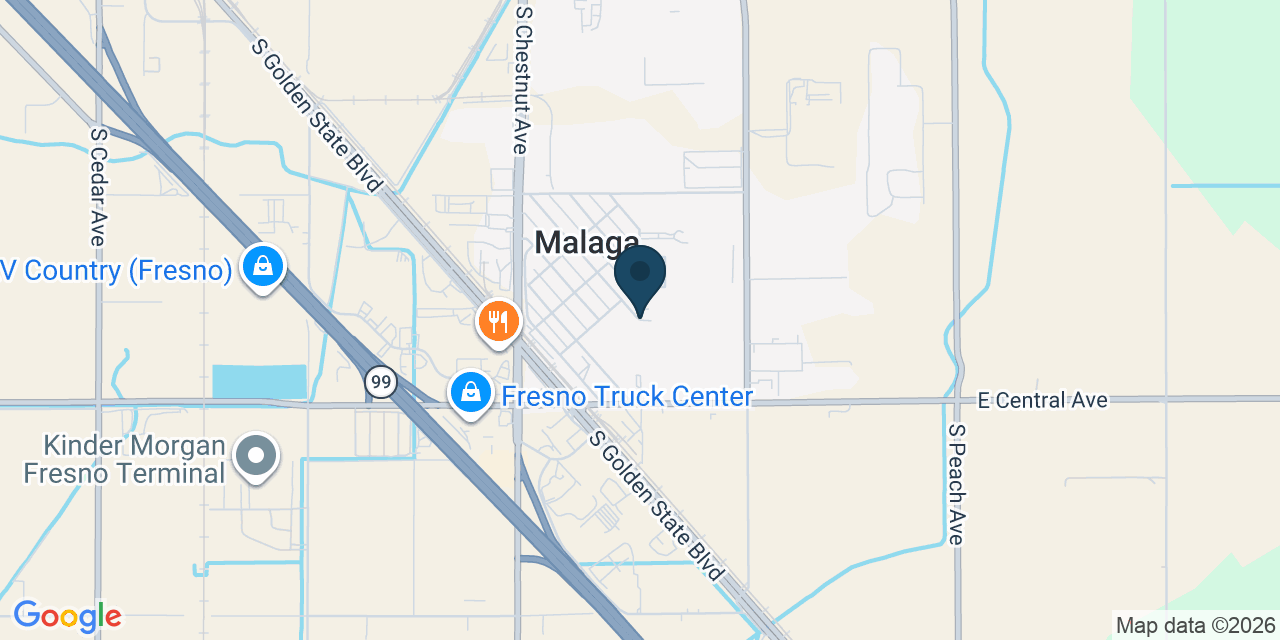 Map showing Malaga, Fresno County, CA