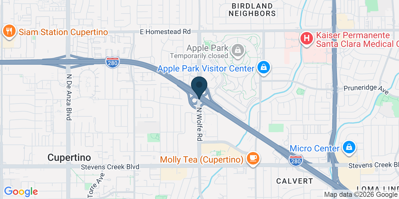 Map showing Cupertino, Santa Clara County, CA