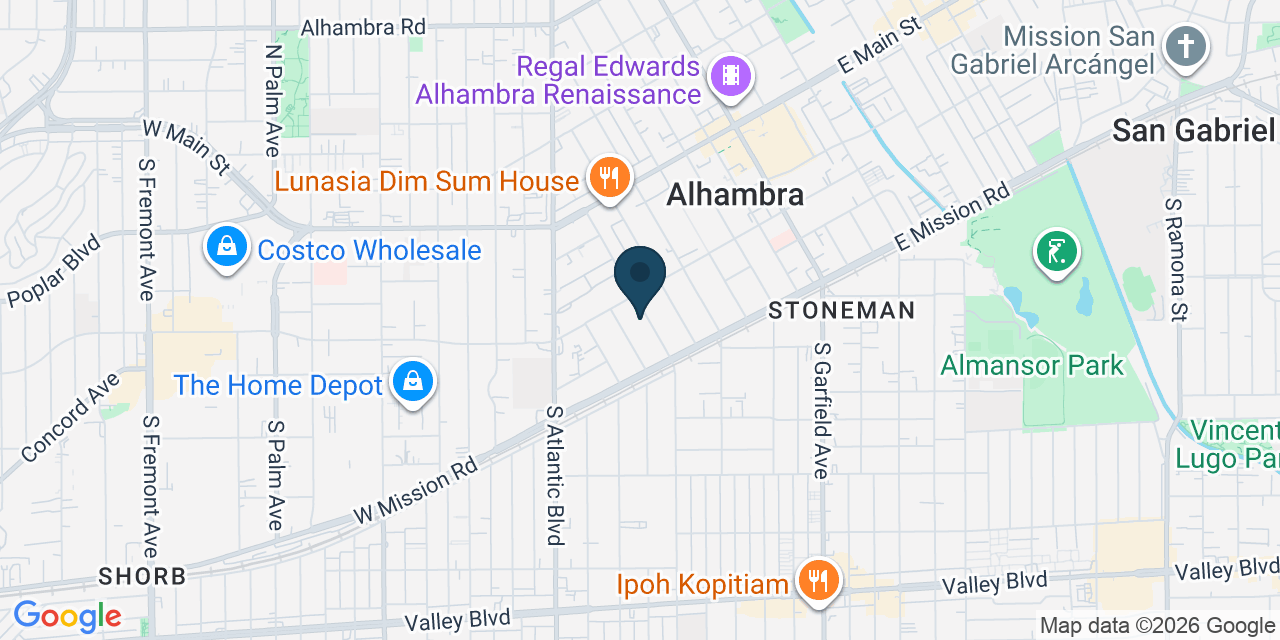 Map showing Alhambra, Los Angeles County, CA
