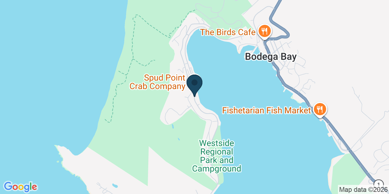 Map showing Bodega Bay, Sonoma County, CA