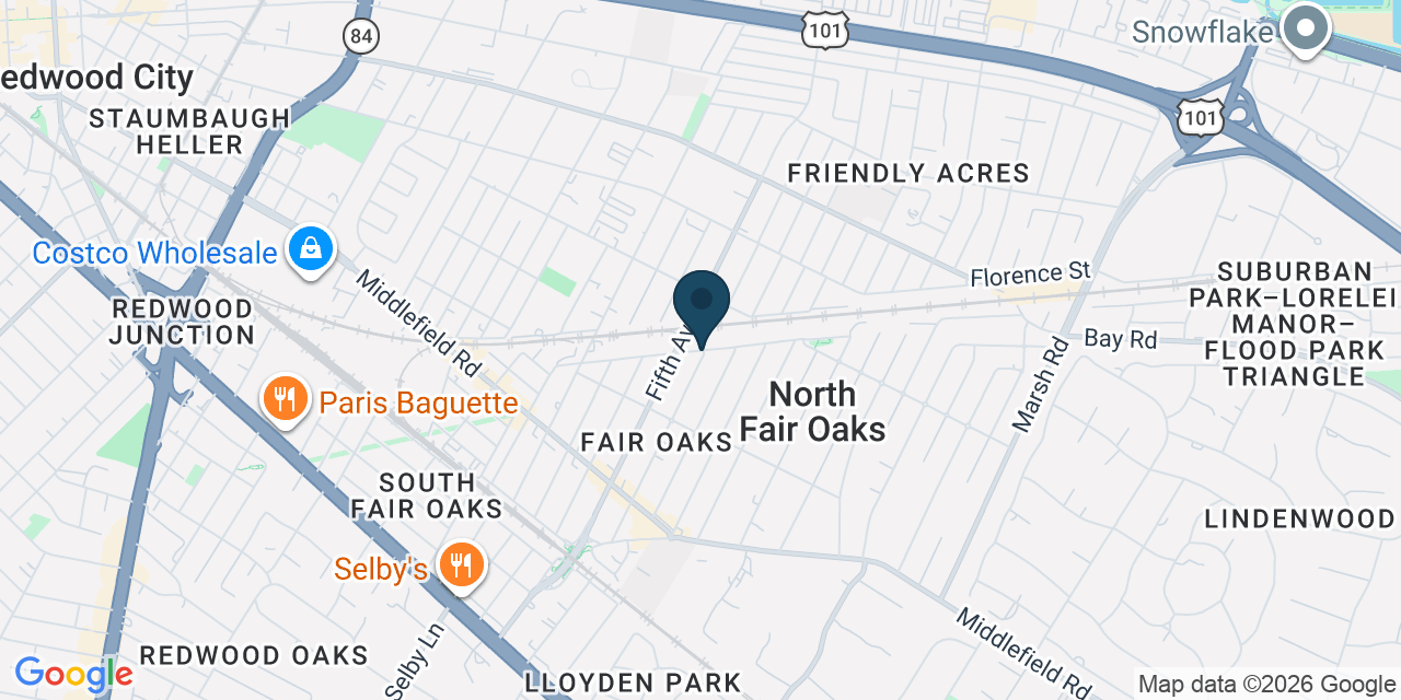 Map showing North Fair Oaks, San Mateo County, CA
