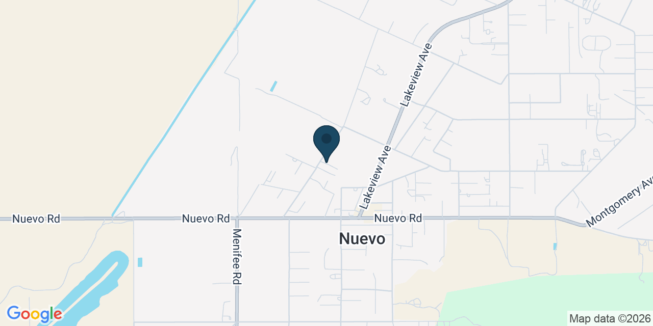 Map showing Nuevo, Riverside County, CA