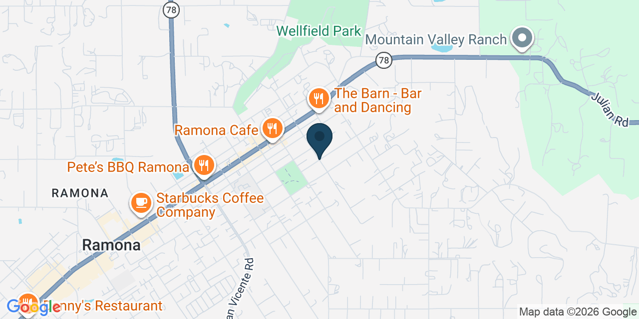Map showing Ramona, San Diego County, CA