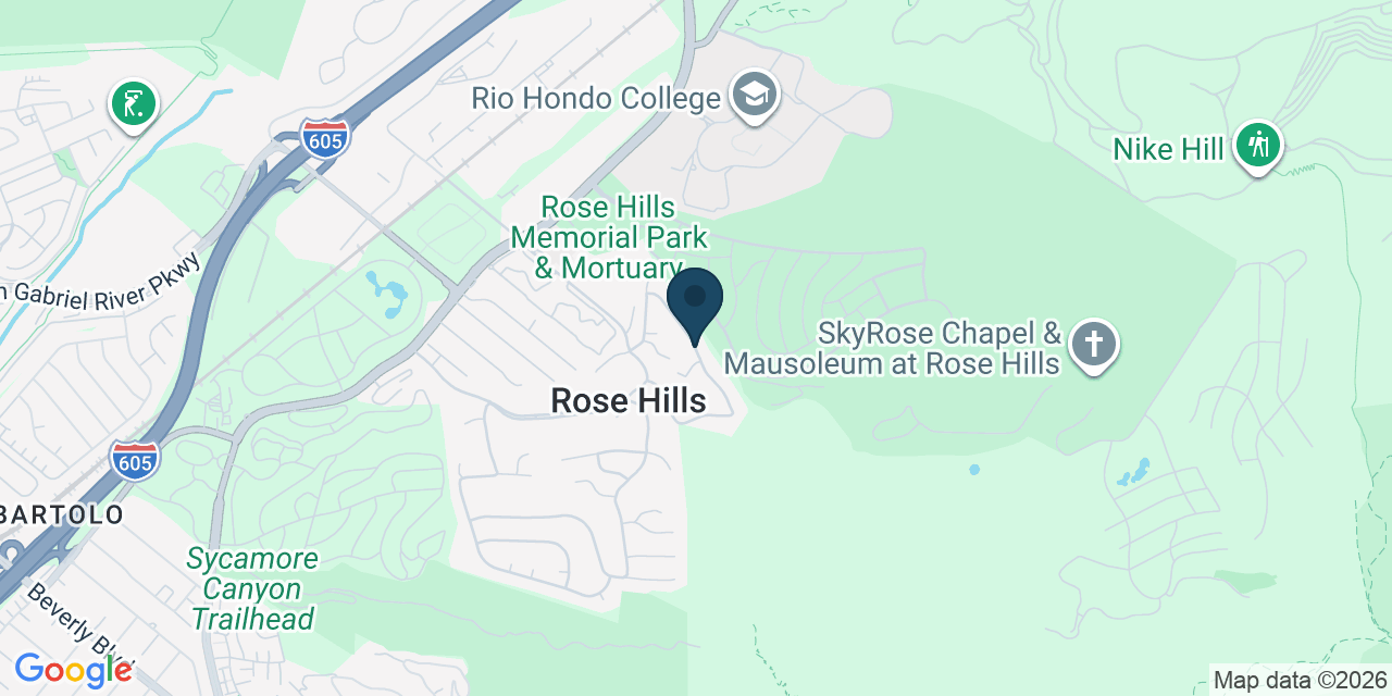 Map showing Rose Hills, Los Angeles County, CA