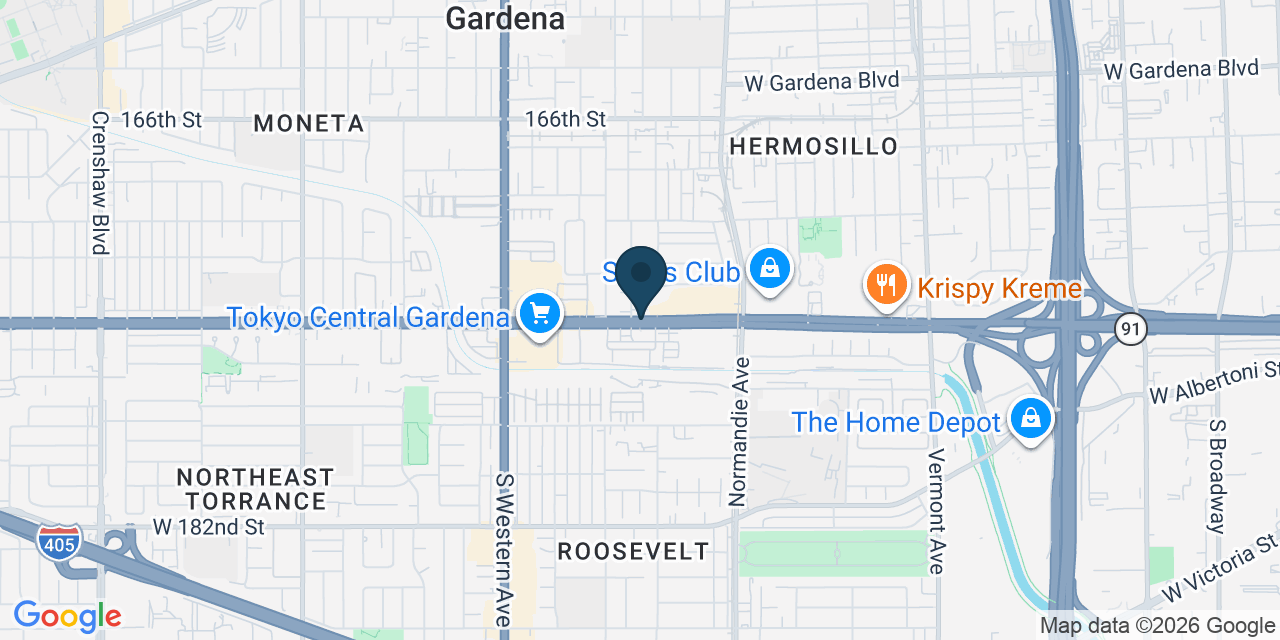 Map showing Gardena, Los Angeles County, CA
