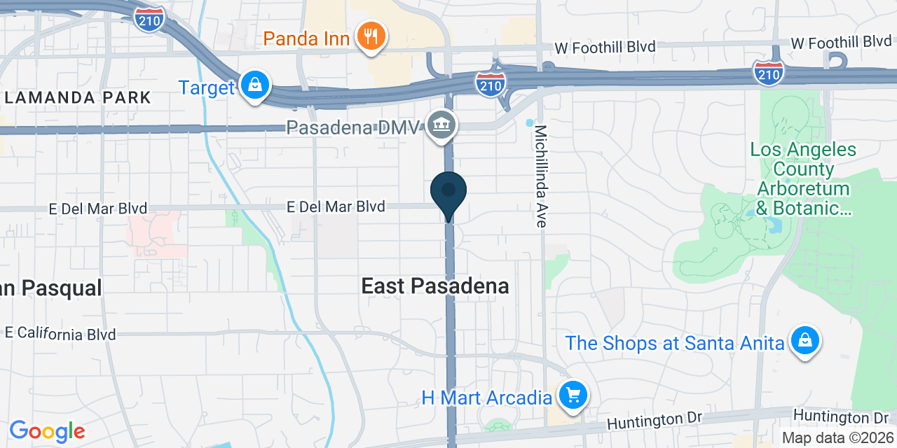 Map showing East Pasadena, Los Angeles County, CA
