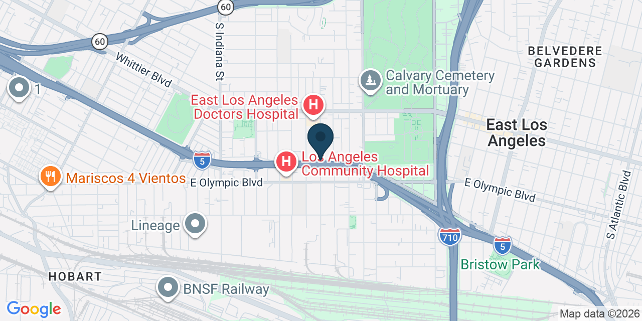 Map showing East Los Angeles, Los Angeles County, CA