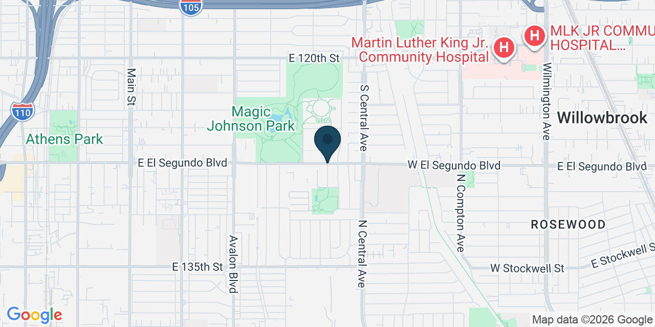 Map showing West Rancho Dominguez, Los Angeles County, CA
