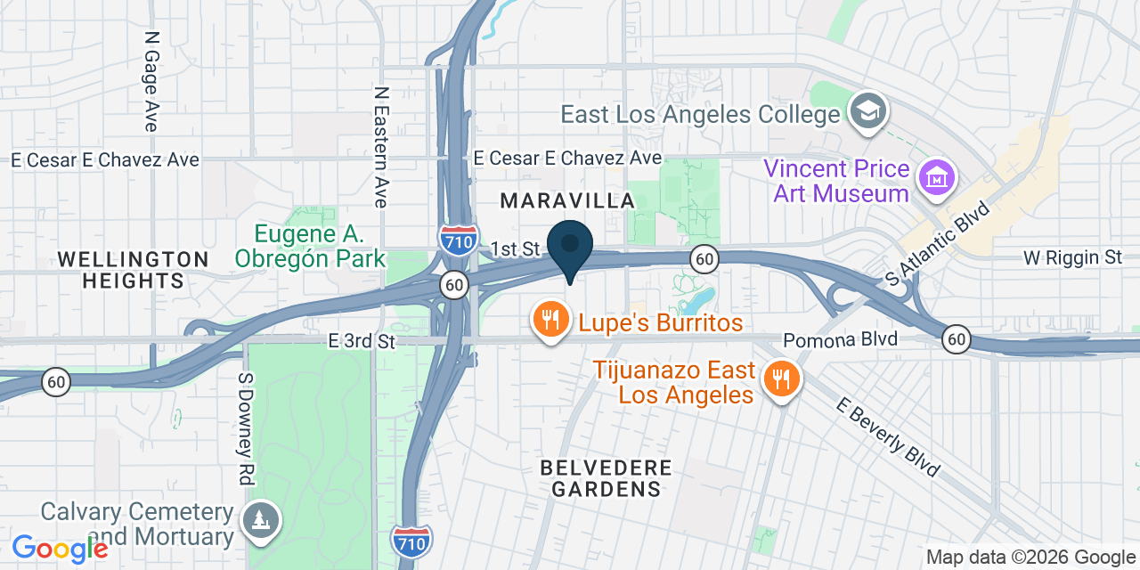 Map showing East Los Angeles, Los Angeles County, CA