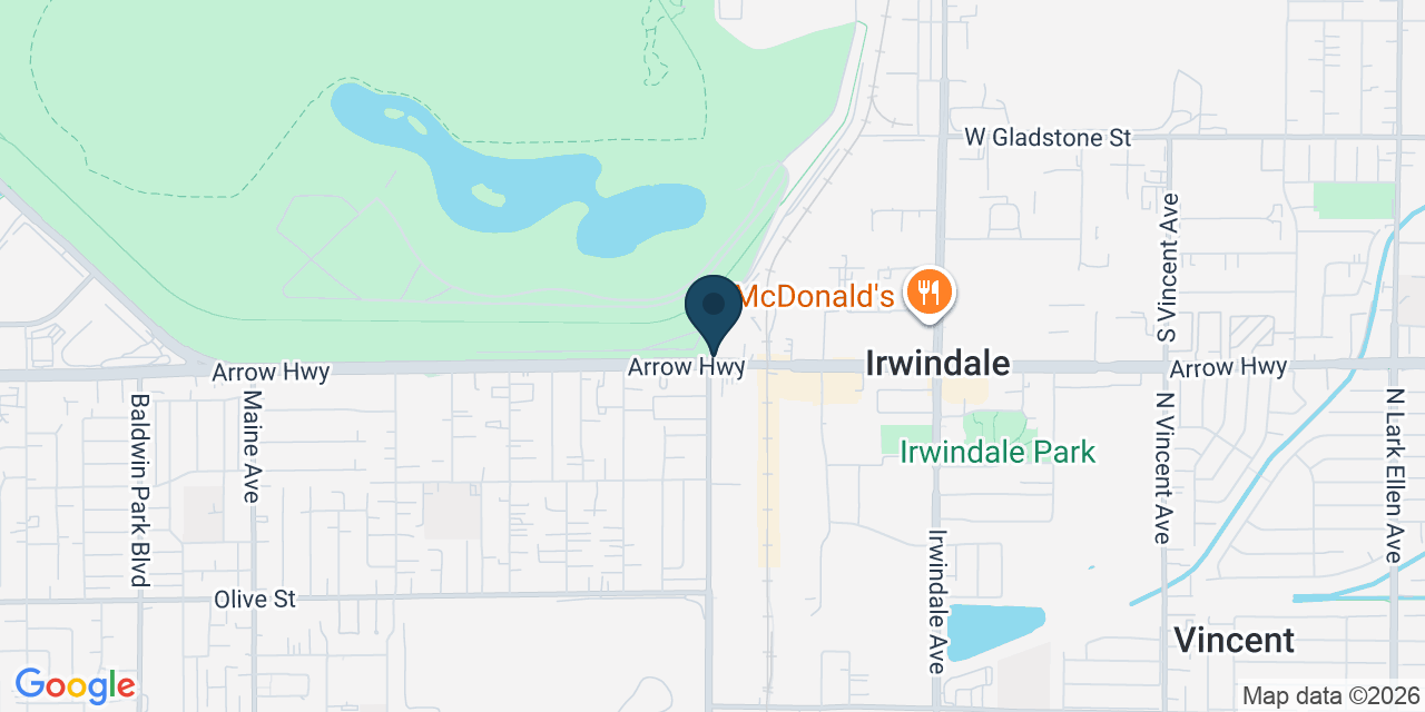 Map showing Irwindale, Los Angeles County, CA