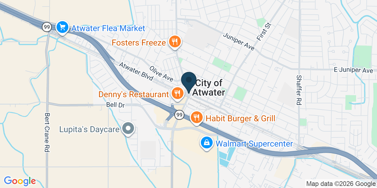 Map showing City of Atwater, Merced County, CA