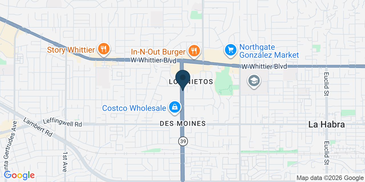 Map showing La Habra, Orange County, CA