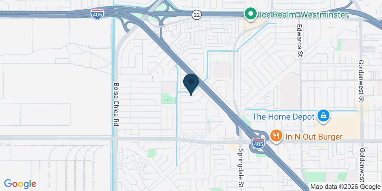 Map showing Westminster, Orange County, CA