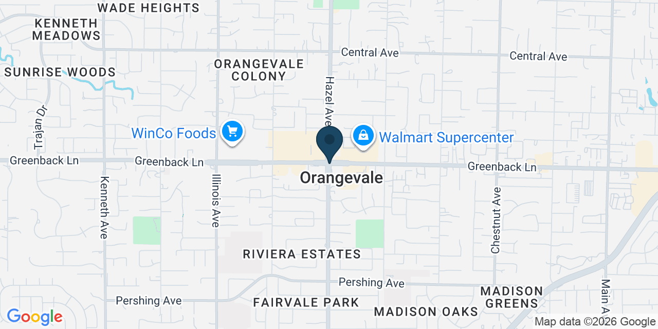 Map showing Orangevale, Sacramento County, CA
