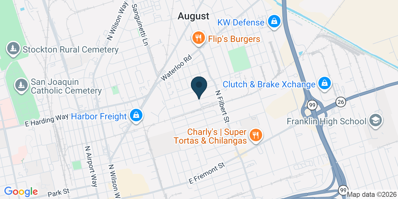 Map showing August, San Joaquin County, CA