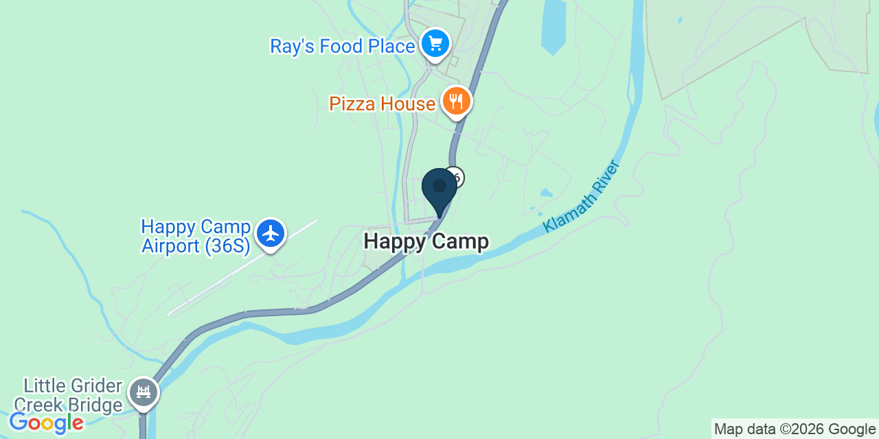 Map showing Happy Camp, Siskiyou County, CA
