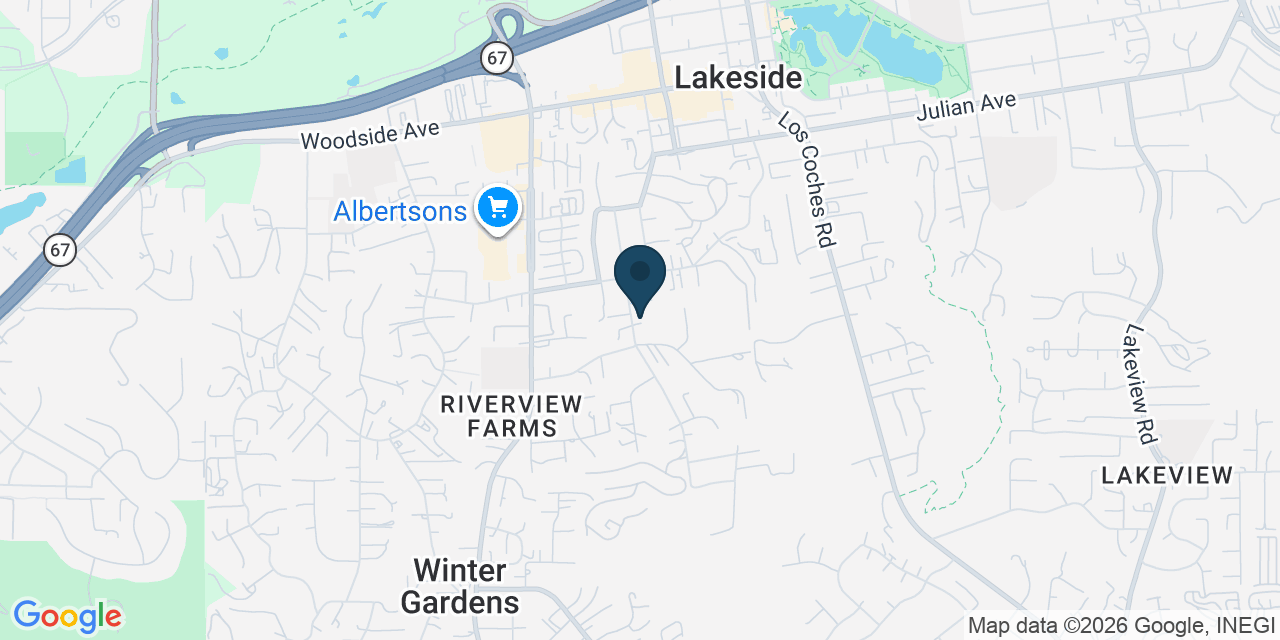 Map showing Lakeside, San Diego County, CA