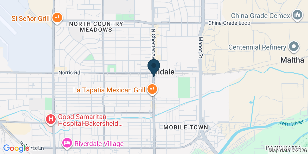 Map showing Oildale, Kern County, CA