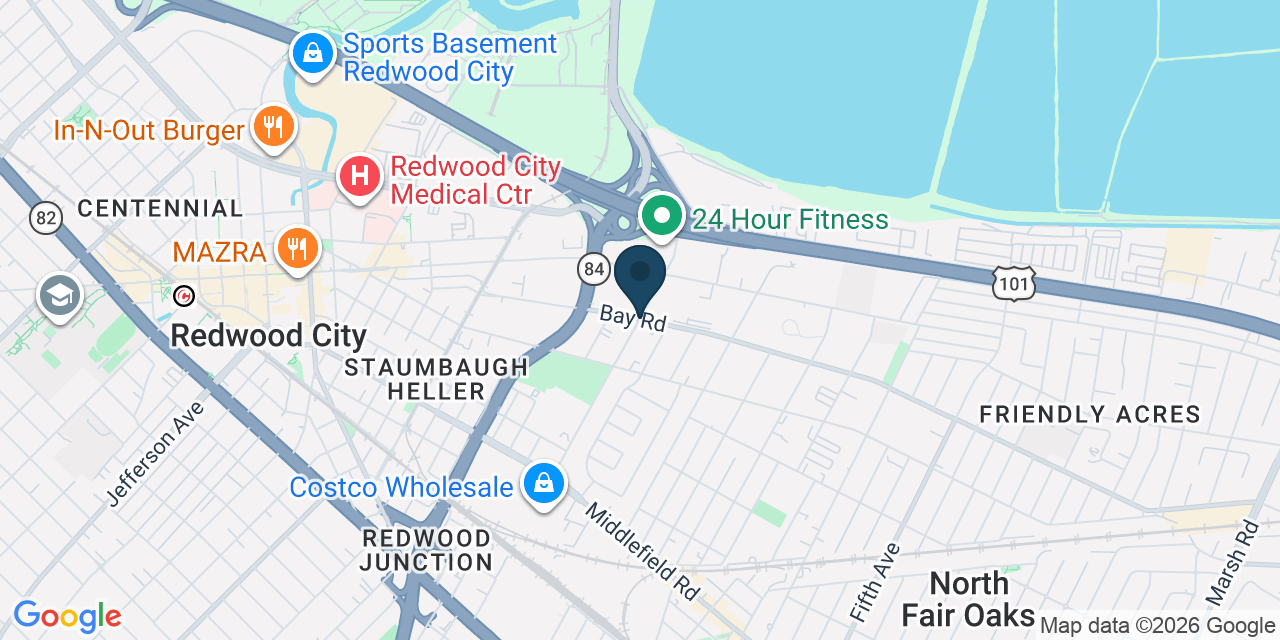 Map showing North Fair Oaks, San Mateo County, CA