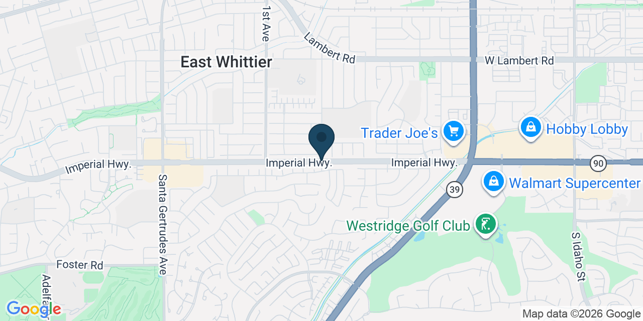 Map showing East Whittier, Los Angeles County, CA