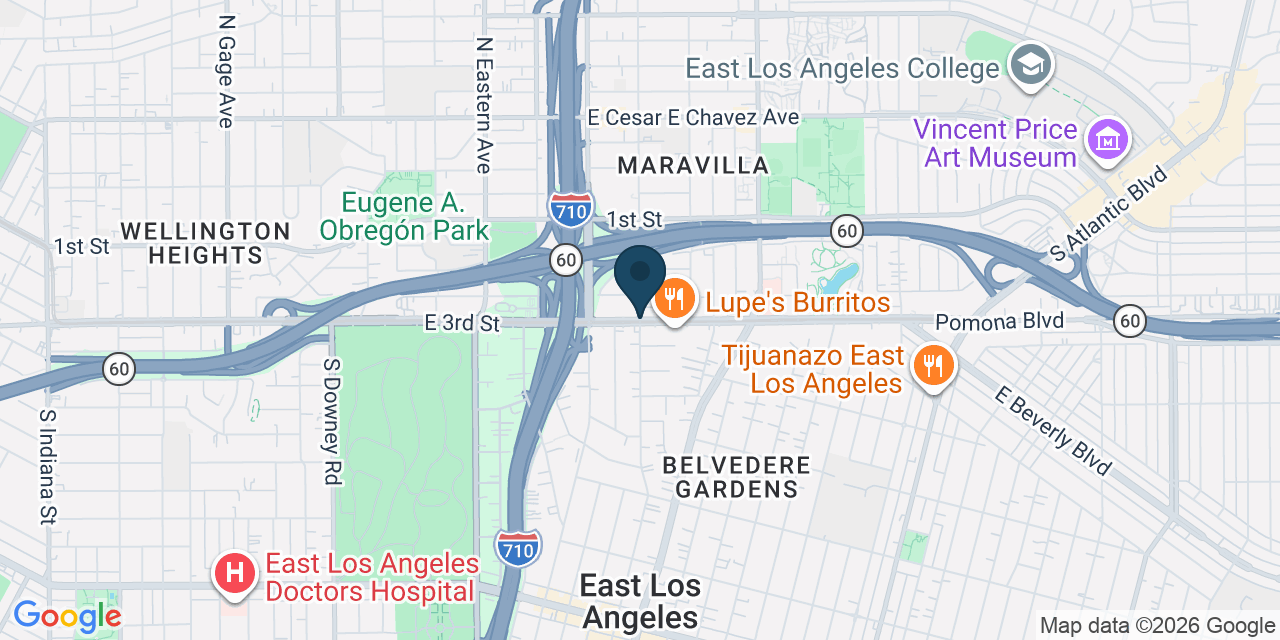 Map showing East Los Angeles, Los Angeles County, CA