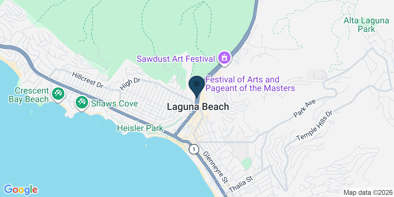 Map showing Laguna Beach, Orange County, CA