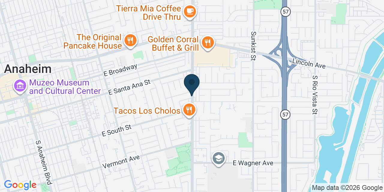 Map showing Orange County, CA