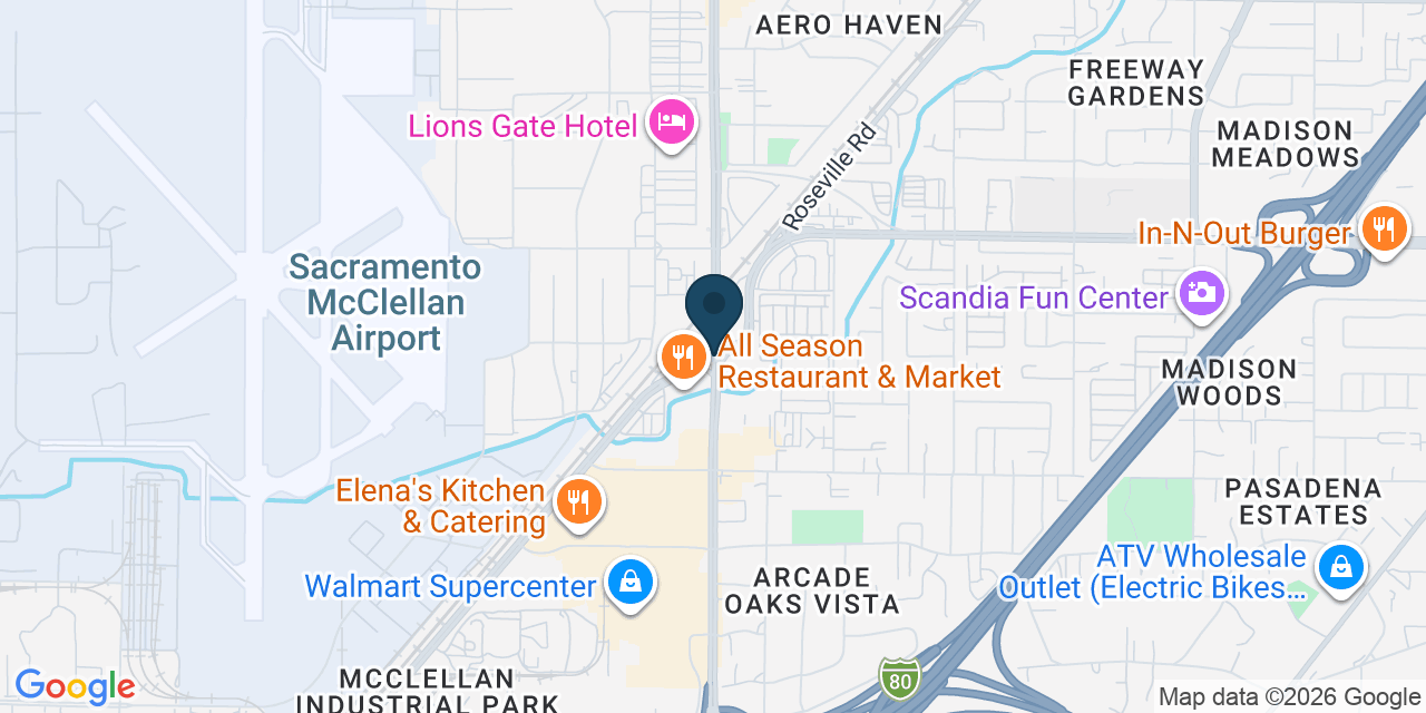 Map showing North Highlands, Sacramento County, CA