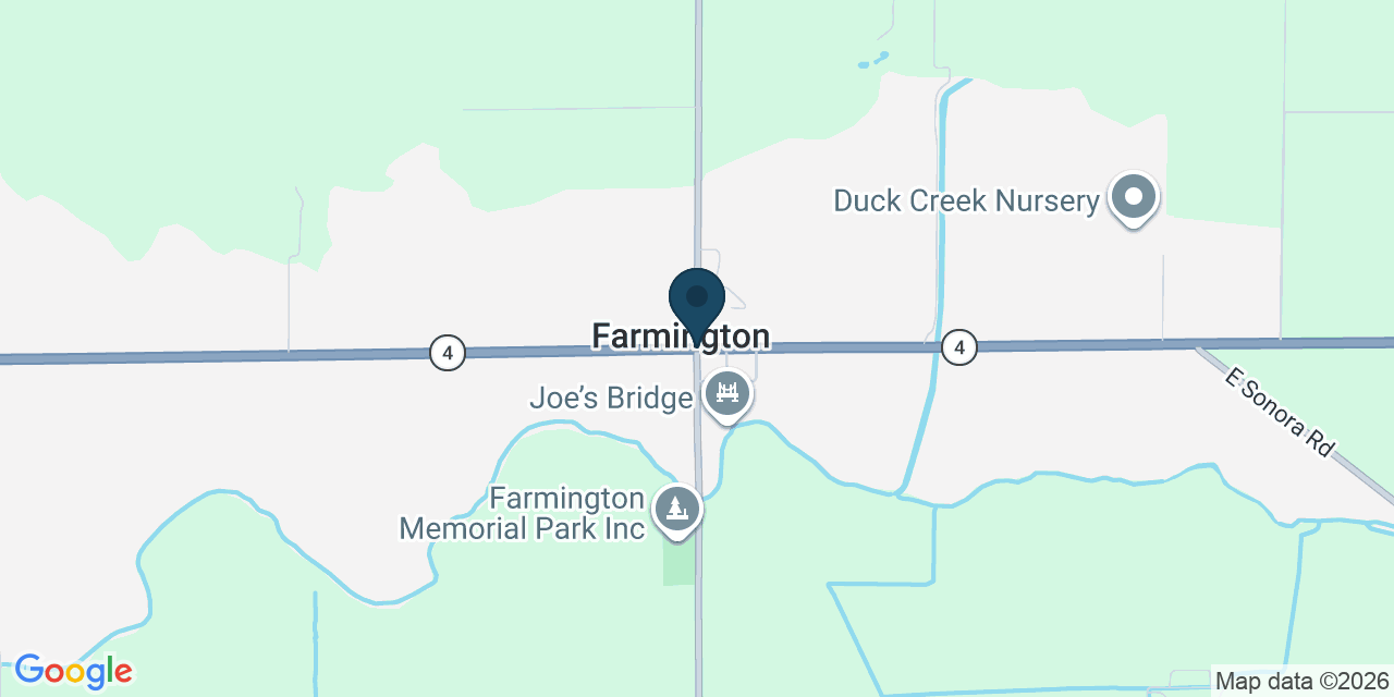 Map showing Farmington, San Joaquin County, CA