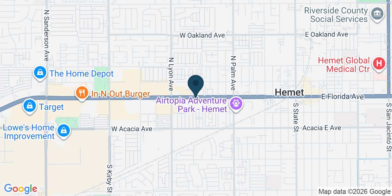 Map showing Hemet, Riverside County, CA