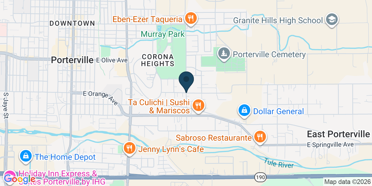 Map showing Porterville, Tulare County, CA