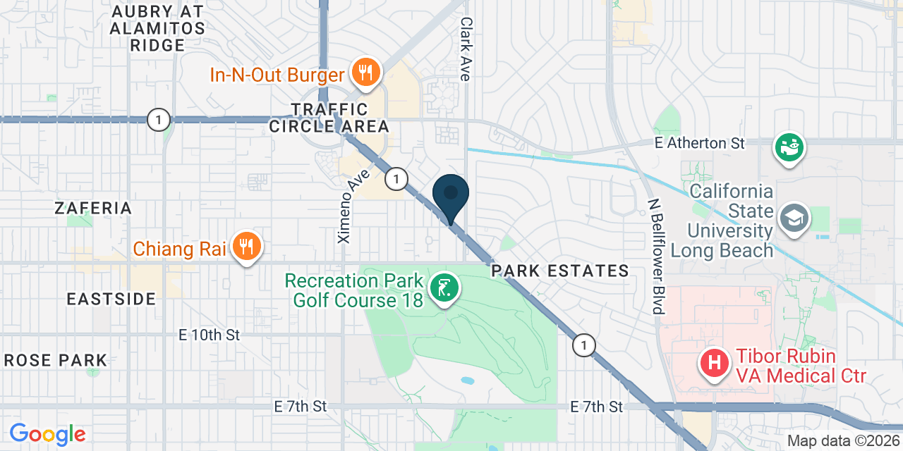 Map showing Long Beach, Los Angeles County, CA
