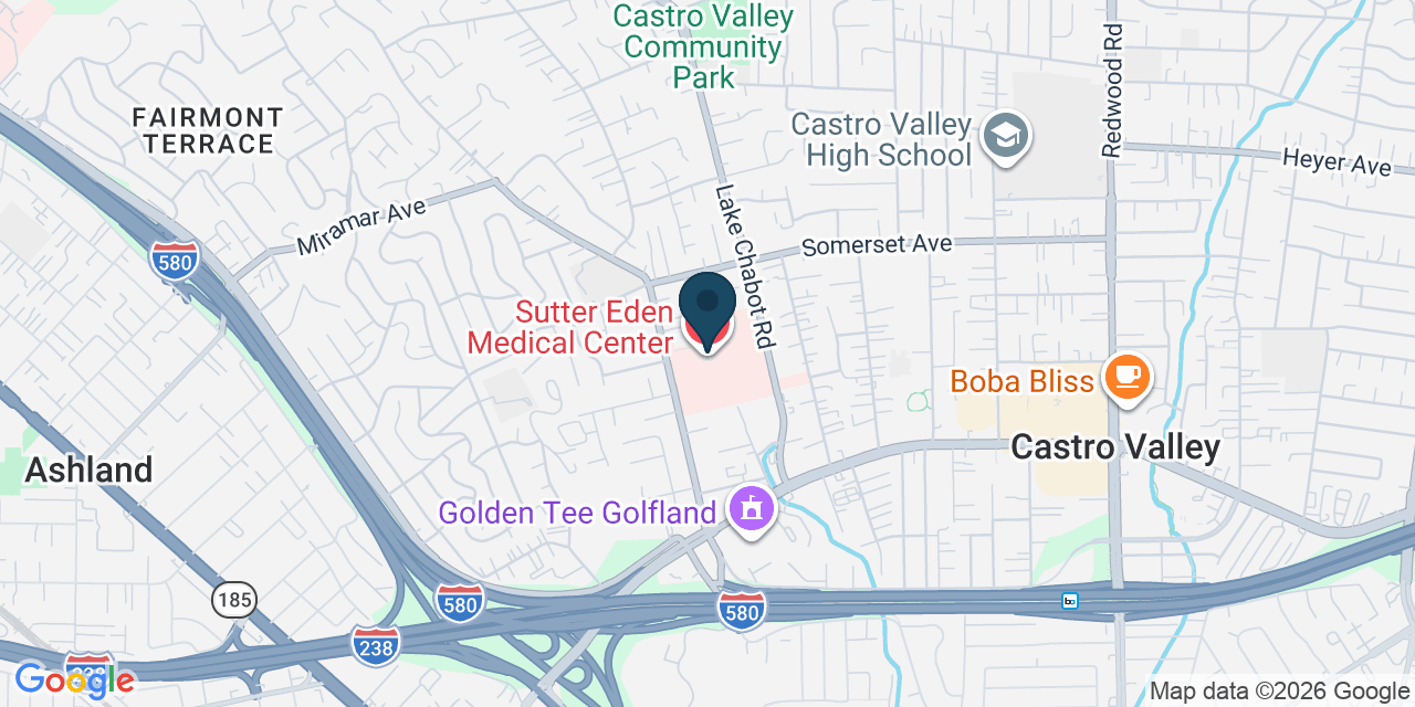 Map showing Castro Valley, Alameda County, CA