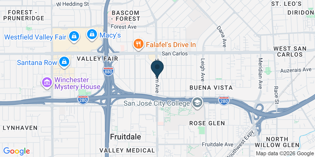 Map showing Burbank, Santa Clara County, CA
