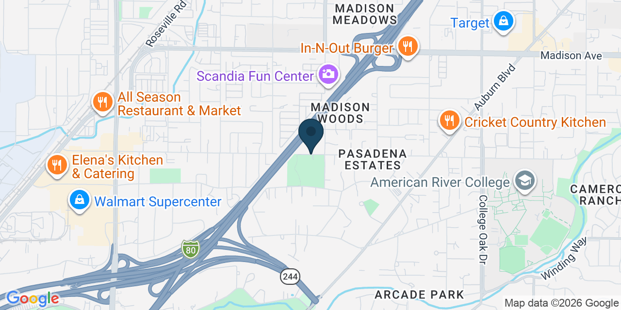 Map showing North Highlands, Sacramento County, CA