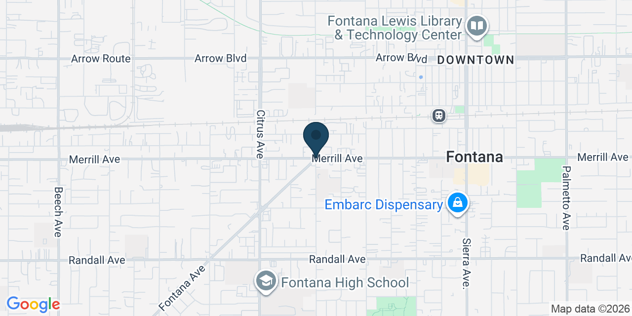 Map showing Fontana, San Bernardino County, CA