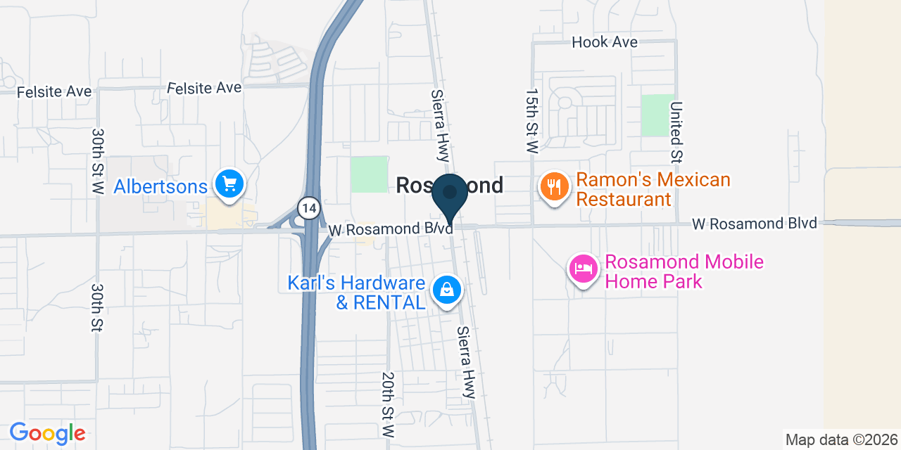 Map showing Rosamond, Kern County, CA