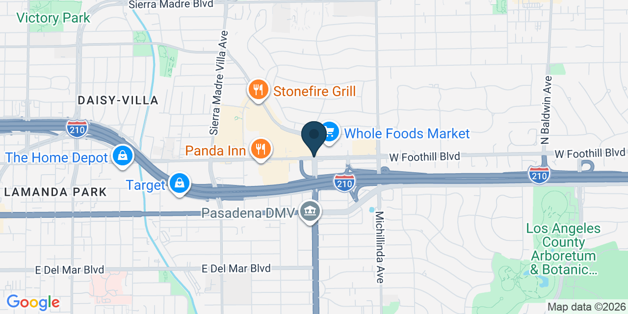 Map showing Pasadena, Los Angeles County, CA