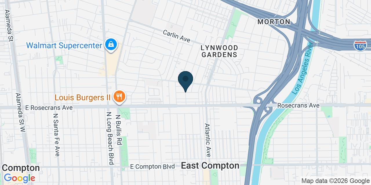 Map showing East Compton, Los Angeles County, CA