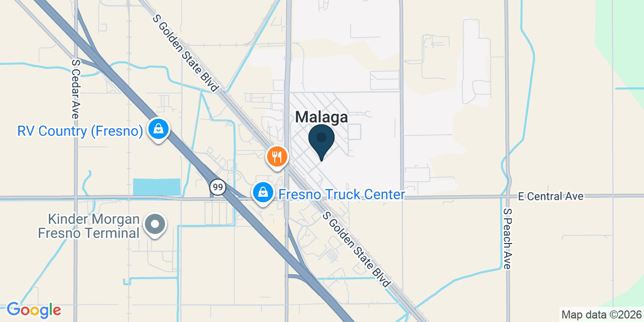 Map showing Malaga, Fresno County, CA