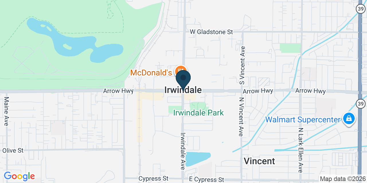 Map showing Irwindale, Los Angeles County, CA