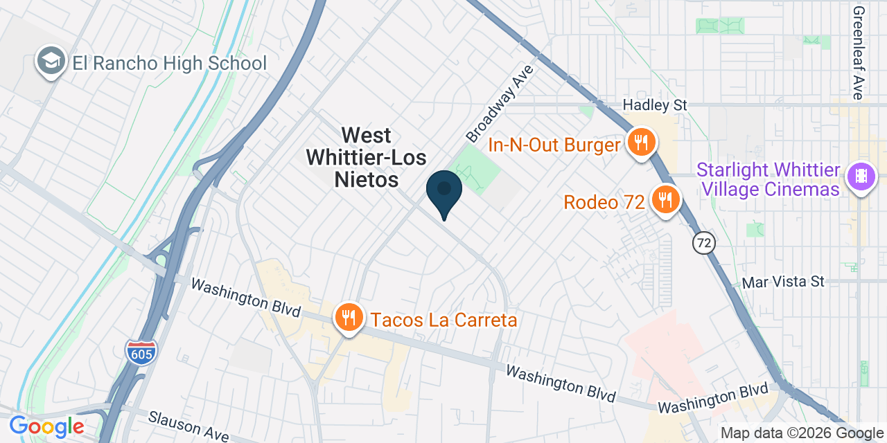 Map showing Whittier, Los Angeles County, CA
