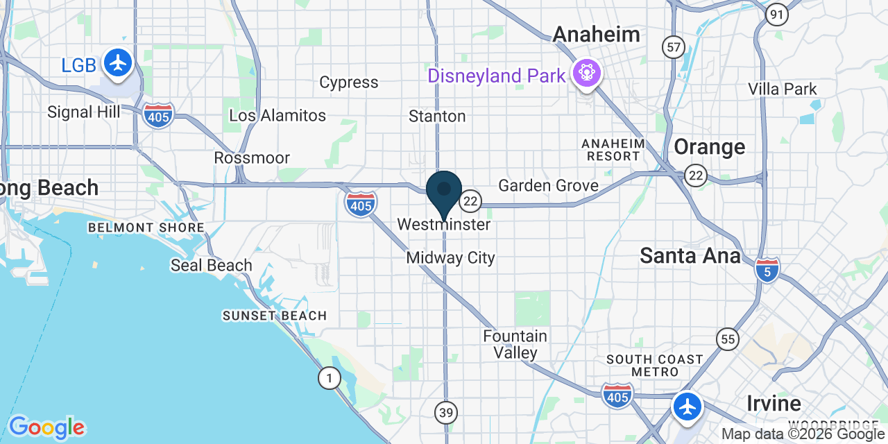 Map showing Westminster, Orange County, CA